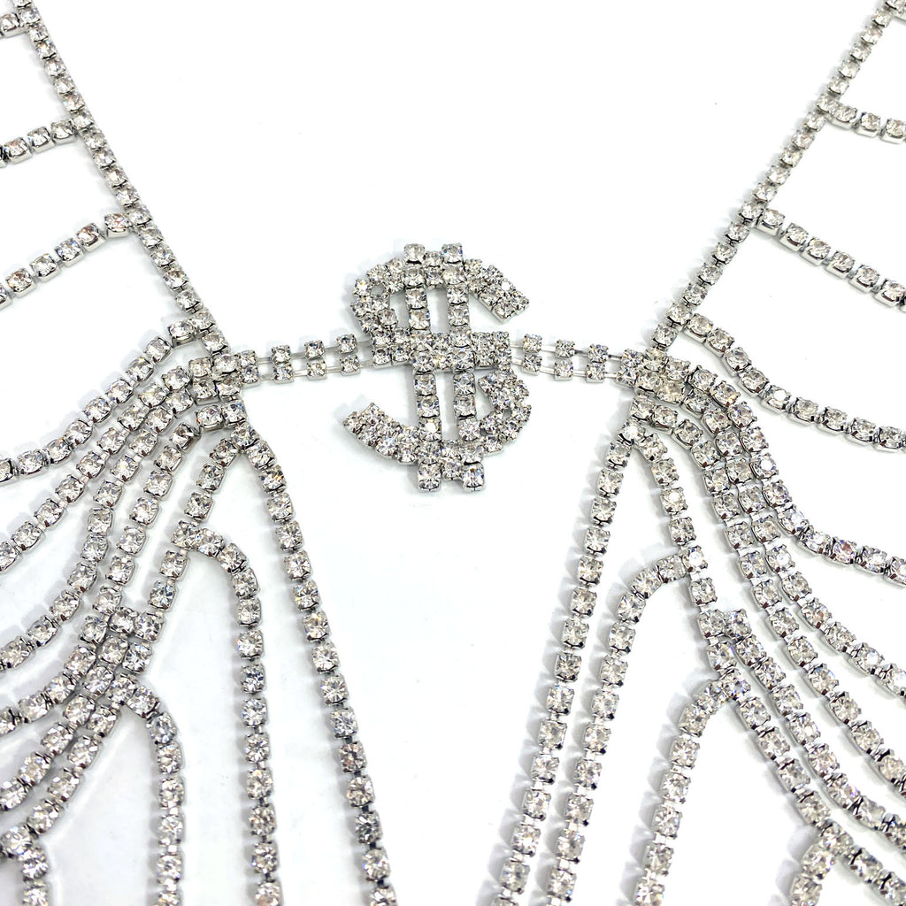 Cross-border Europe and the United States hot dollar tassel chest chain nightclub sexy trend rhinestone body chain women