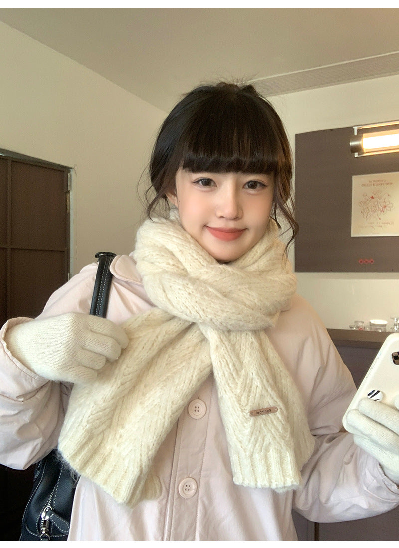 Albaca Alpaca Scarf Women's Winter New Wool Blended Korean Fashionable Student High-grade Knitted Scarf