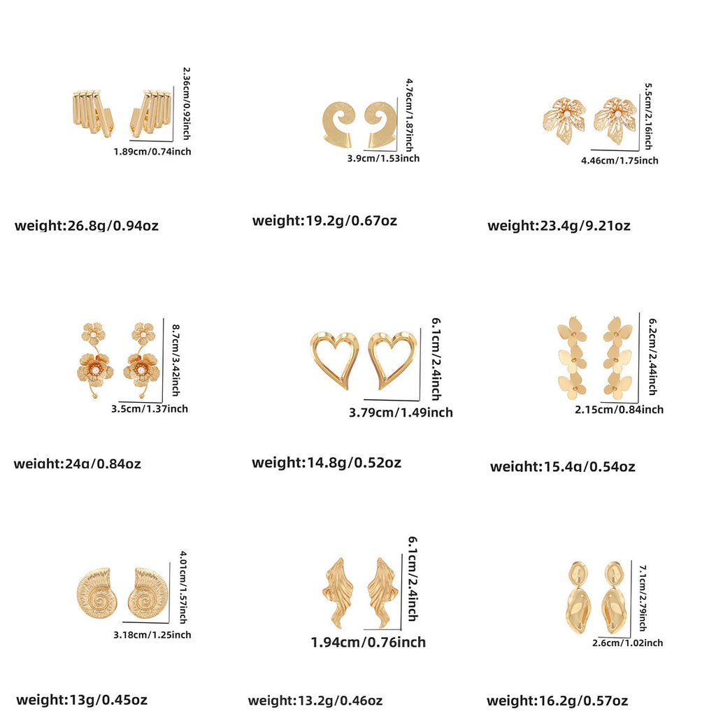 European and American light luxury high-end metal style simple personality earrings women's retro flower pearl hollow love earrings
