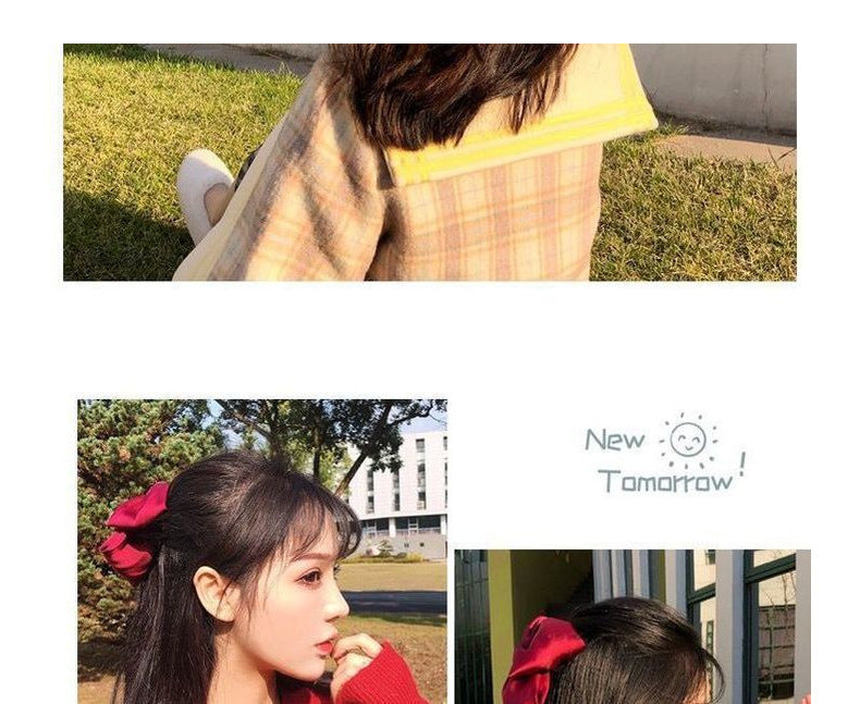 Korean Same Style Red Big Bow Hairpin Female Back Head Top Clip Simple French Retro Popular Kidsren's Hair Accessories