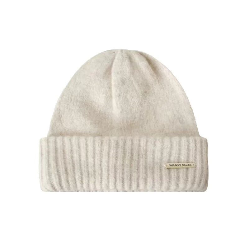 Hat Women's Autumn and Winter Warm Explosive Ear Protection Face Small Knitted Hat Windproof Moon Hat Wool Big Head Heap