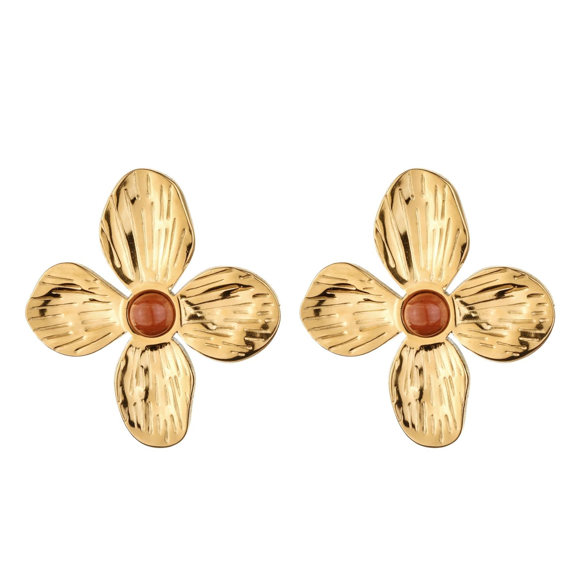European and American retro style niche exquisite high-grade stainless steel earrings bud design petal does not fade earrings women