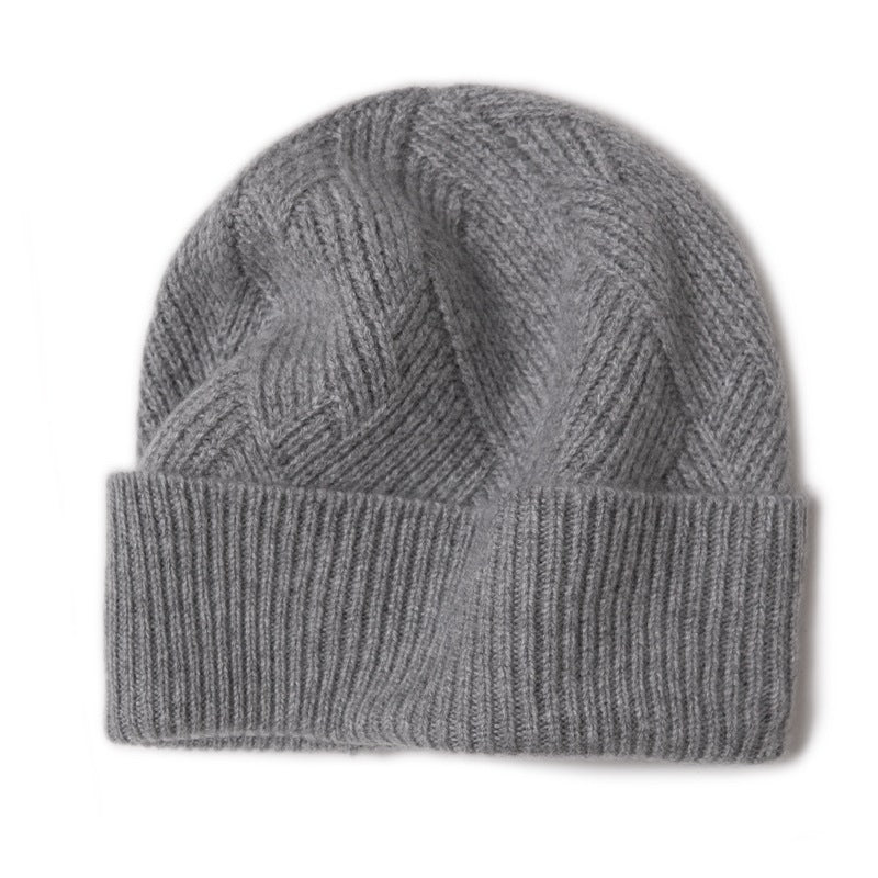 Consaini New 100 Pure Cashmere Hat All-match Middle-aged and Young European and American Knitted Hat Amazon Warm Ear Protection Hat