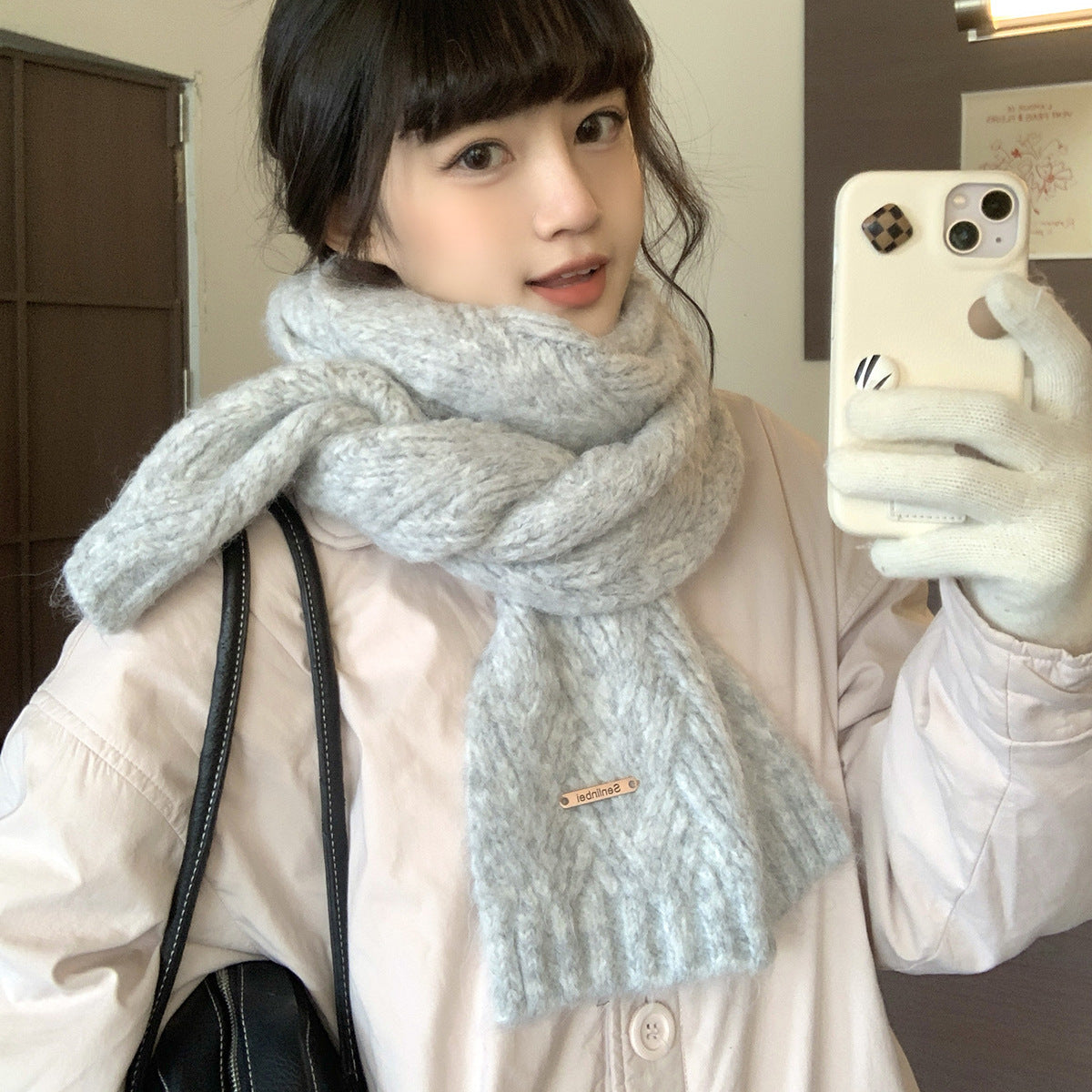 Albaca Alpaca Scarf Women's Winter New Wool Blended Korean Fashionable Student High-grade Knitted Scarf
