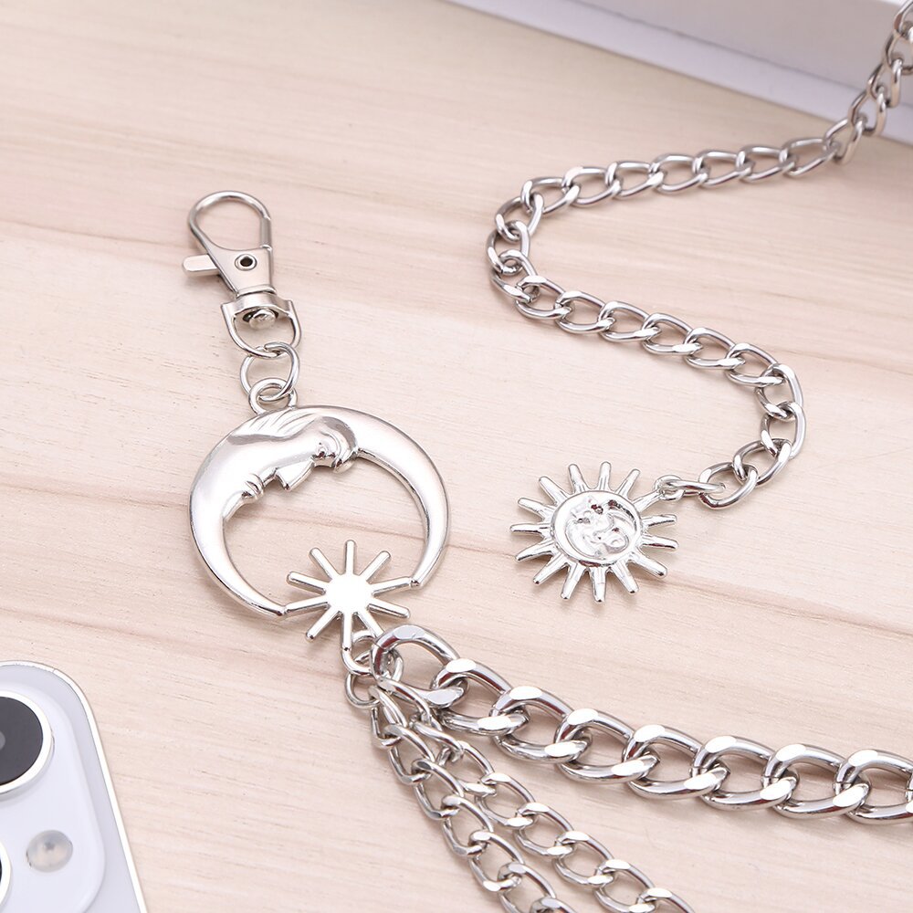 Cross-border European and American Metal Sunflower Multi-layer Waist Chain Accessories Hip-hop Retro Crescent Body Chain Waist Decoration