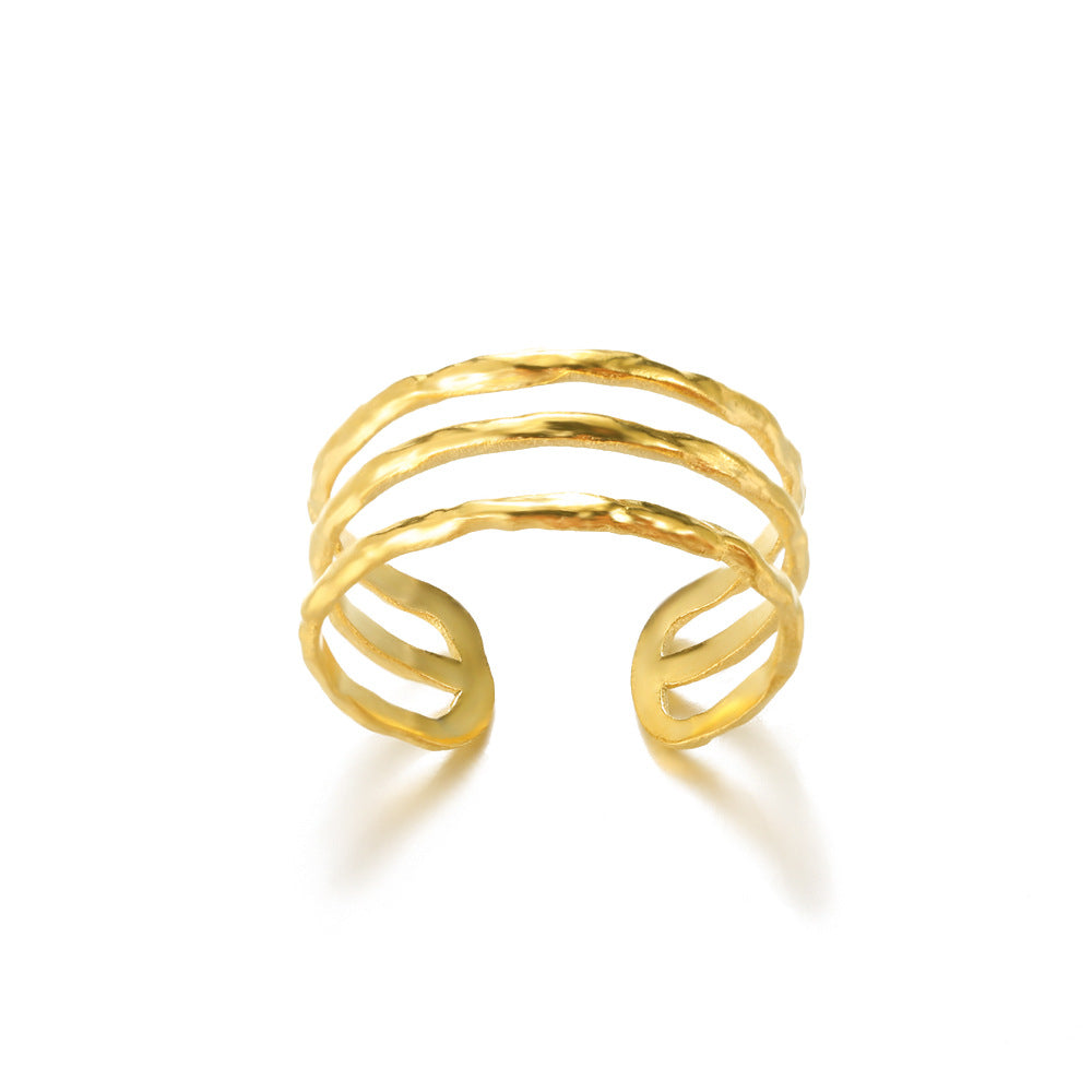 Cross-border stainless steel ring adjustable geometric ring 18k