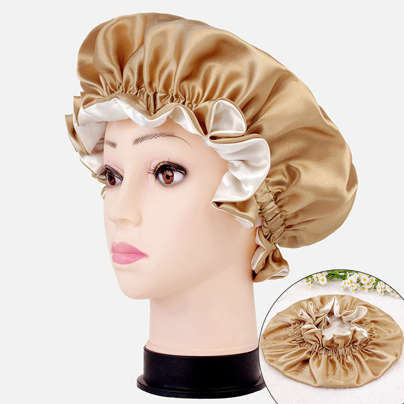 2026 New Style Hair Care Women's Postpartum Hat Satin Elastic Wide-Brimmed Double-Layer Warm Hat