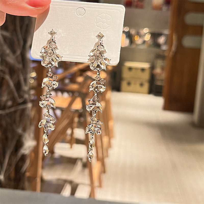 Light Luxury Zircon Tassel Womens Earrings