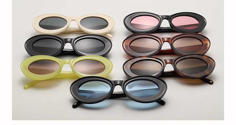 Oleo New Candy Color Small Frame Oval Dopamine Color Sunglasses Travel Party Photo Shade Sunglasses