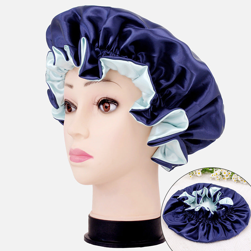 2026 New Style Hair Care Women's Postpartum Hat Satin Elastic Wide-Brimmed Double-Layer Warm Hat