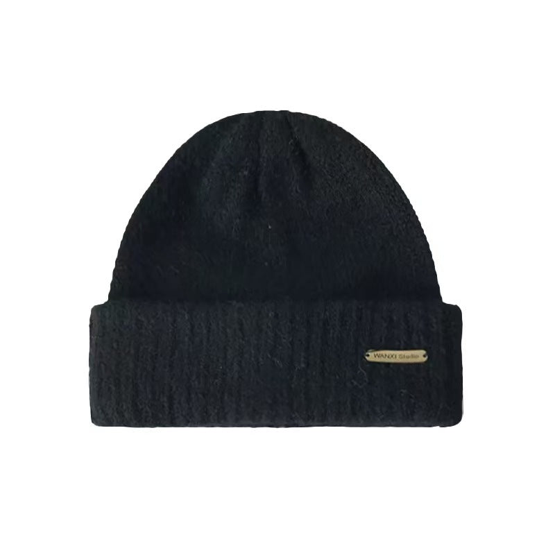 Hat Women's Autumn and Winter Warm Explosive Ear Protection Face Small Knitted Hat Windproof Moon Hat Wool Big Head Heap