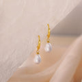 Europe and the United States cross-border hot-selling stainless steel 18k gold plating water drop shape pearl earrings high ladies earrings earrings