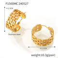 Cross-border Europe and the United States ins wind chain winding stitching C- shaped titanium steel ear buckle female design hollow check does not fade earrings