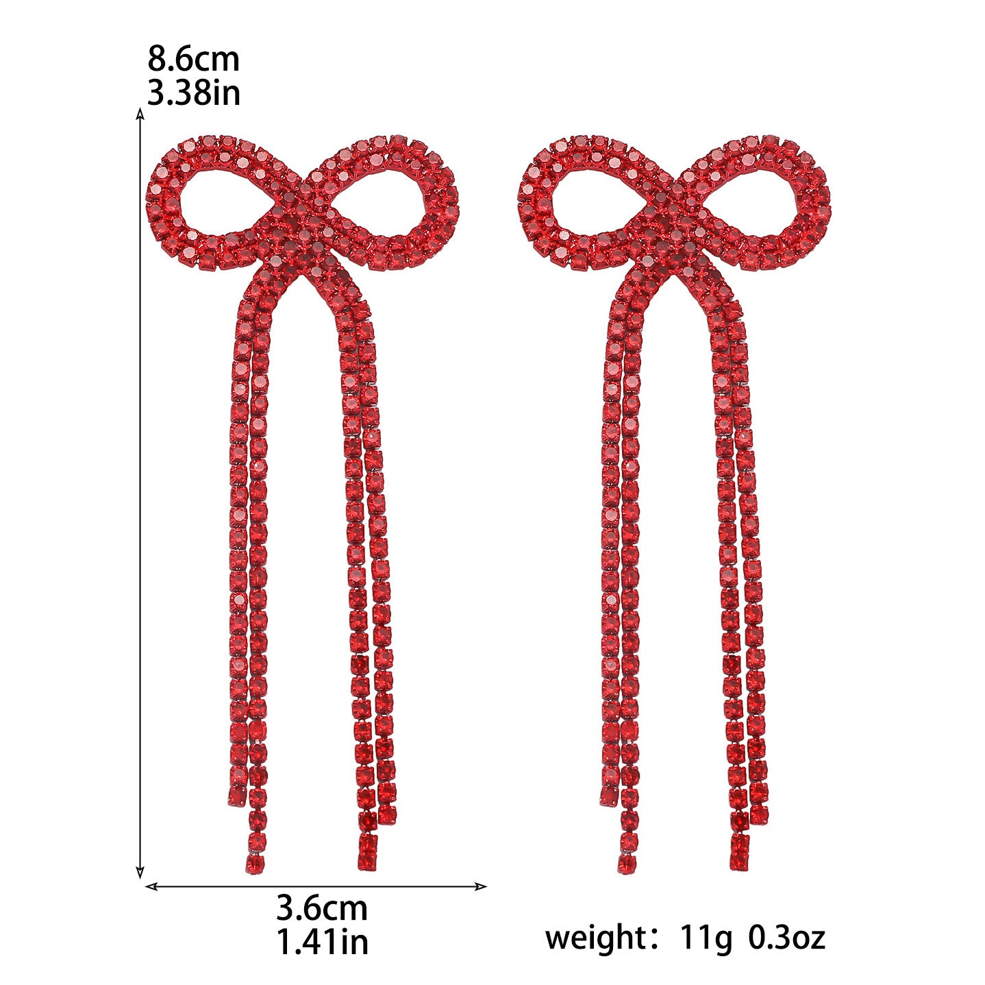 Shein Explosive Bow Long Tassel Earrings Women's Personality Super Flash Rhinestone Bride Wedding All-match Ear Jewelry