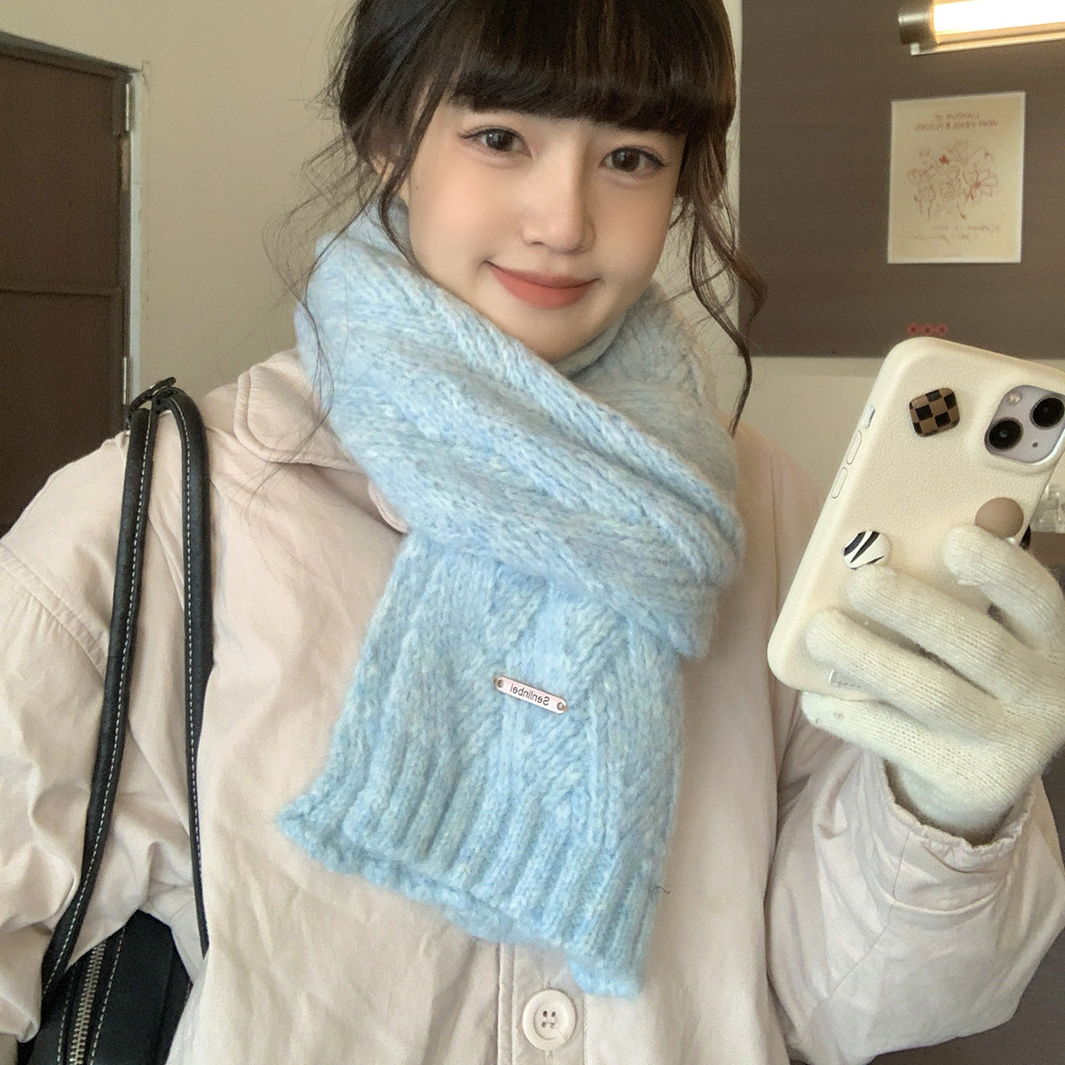 Albaca Alpaca Scarf Women's Winter New Wool Blended Korean Fashionable Student High-grade Knitted Scarf