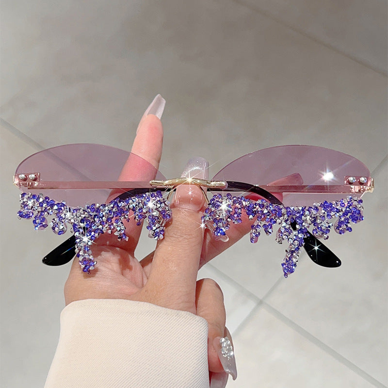 Cross-border New European and American Borderless Diamond-encrusted Angel Tears Sunglasses