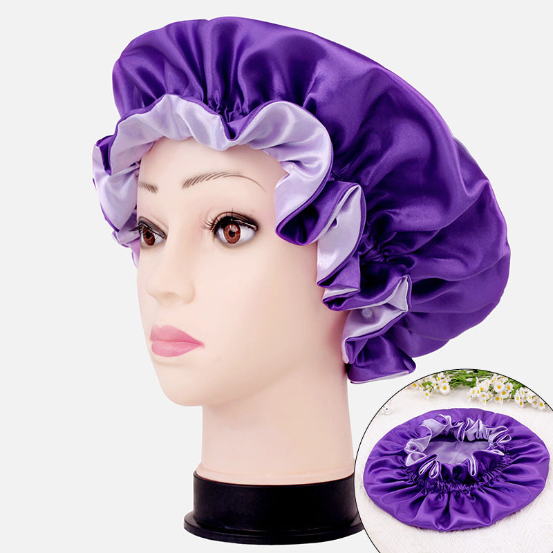 2026 New Style Hair Care Women's Postpartum Hat Satin Elastic Wide-Brimmed Double-Layer Warm Hat