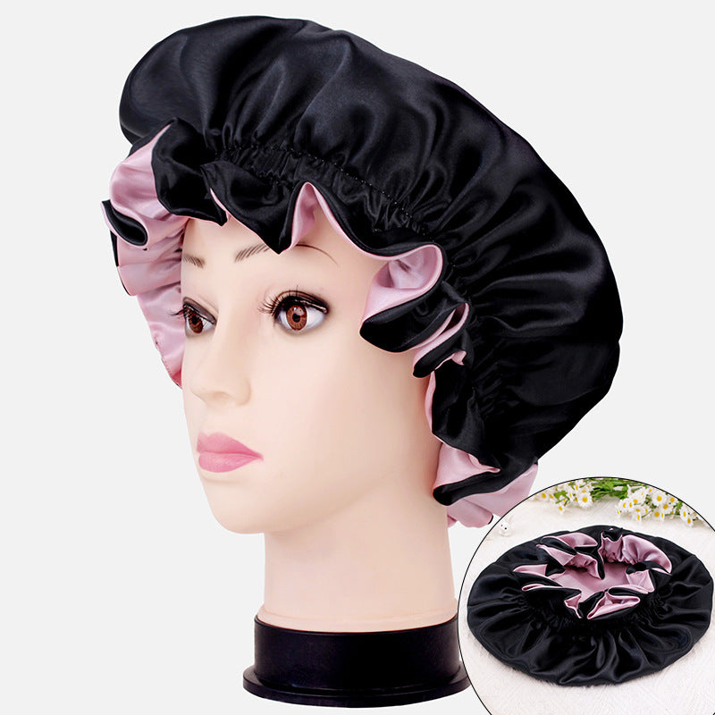 2026 New Style Hair Care Women's Postpartum Hat Satin Elastic Wide-Brimmed Double-Layer Warm Hat