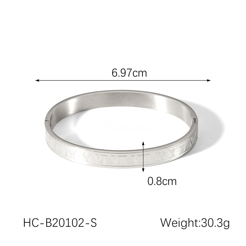 European and American fashion titanium steel Roman numeral buckle bracelet 18k gold ins punk style stainless steel bracelet women's high-end sense
