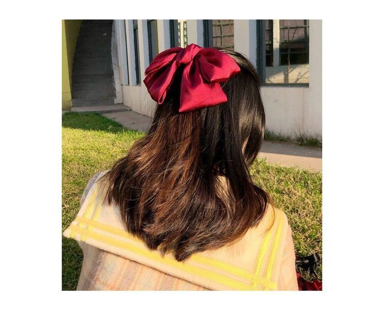 Korean Same Style Red Big Bow Hairpin Female Back Head Top Clip Simple French Retro Popular Kidsren's Hair Accessories