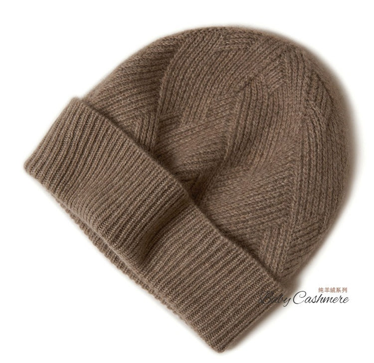 Consaini New 100 Pure Cashmere Hat All-match Middle-aged and Young European and American Knitted Hat Amazon Warm Ear Protection Hat