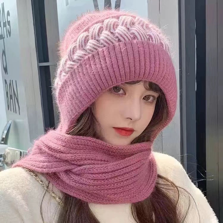 Hat Women's Autumn and Winter Velvet Scarf