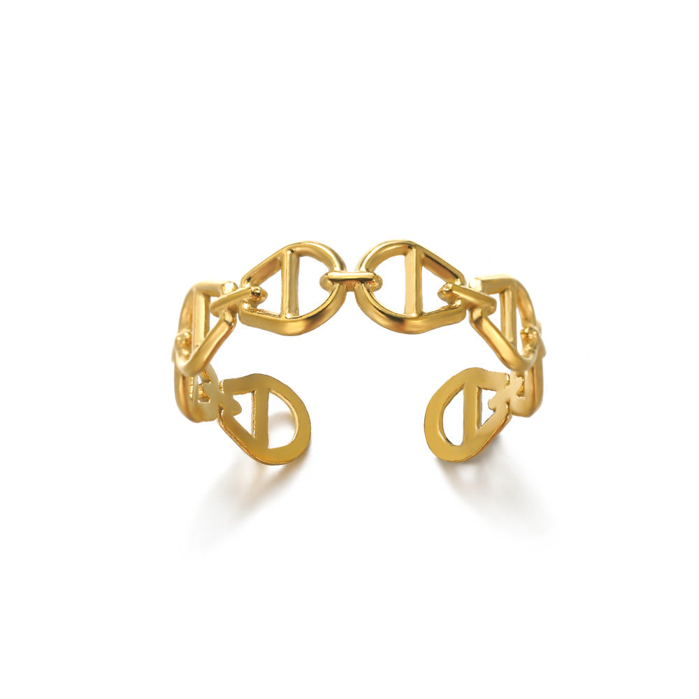 Cross-border stainless steel ring adjustable geometric ring 18k