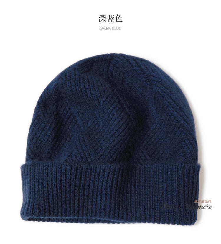 Consaini New 100 Pure Cashmere Hat All-match Middle-aged and Young European and American Knitted Hat Amazon Warm Ear Protection Hat