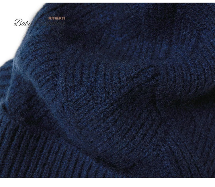 Consaini New 100 Pure Cashmere Hat All-match Middle-aged and Young European and American Knitted Hat Amazon Warm Ear Protection Hat