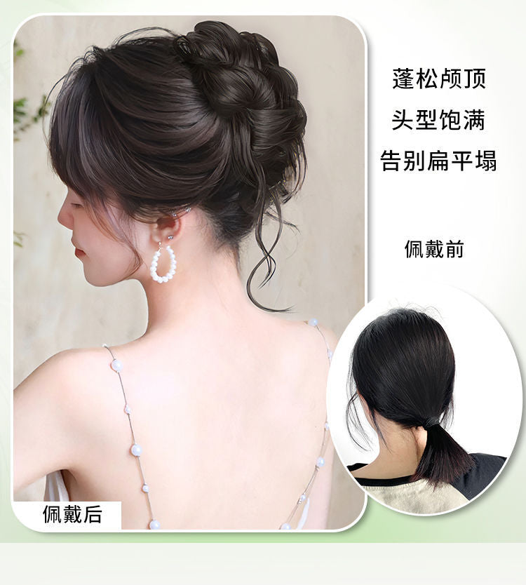 Dirty Flower Bud Wig Grab Disc Hair Ball Head Artifact Simulation Hair Internet Red High Cranial Top New Chinese Style Wig Ring