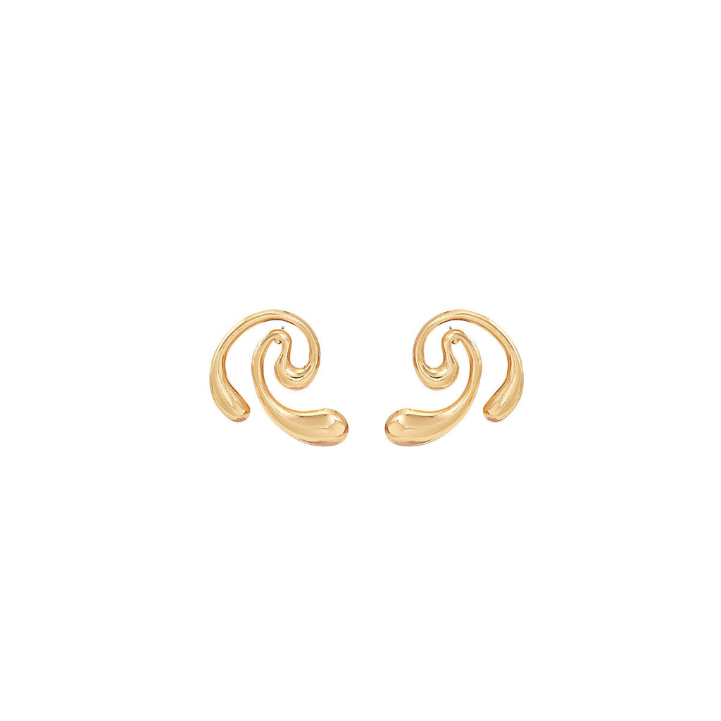 European and American light luxury high-end metal style simple personality earrings women's retro flower pearl hollow love earrings