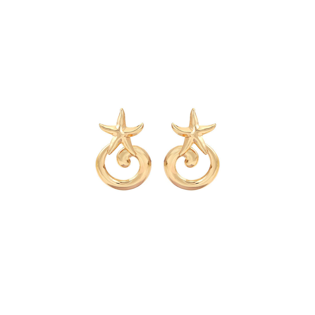 European and American light luxury high-end metal style simple personality earrings women's retro flower pearl hollow love earrings