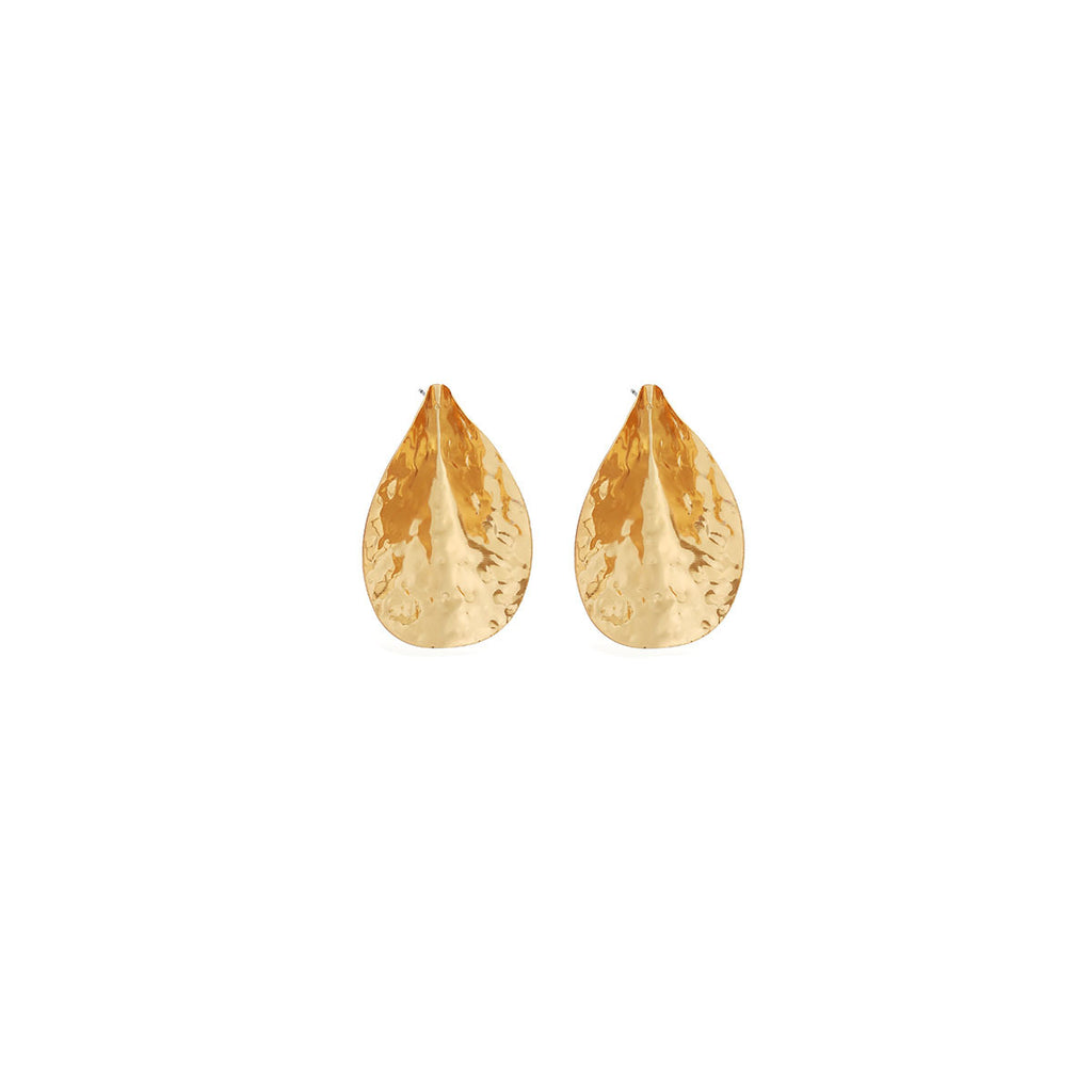 European and American light luxury high-end metal style simple personality earrings women's retro flower pearl hollow love earrings