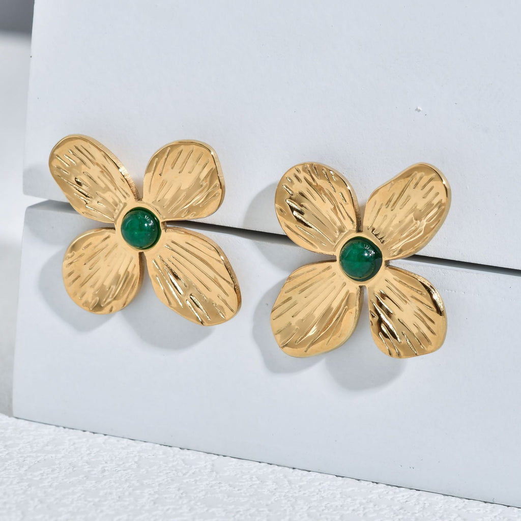 European and American retro style niche exquisite high-grade stainless steel earrings bud design petal does not fade earrings women