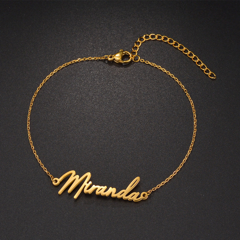 Factory direct cross-border explosions diy niche design necklace custom name stainless steel necklace clavicle chain