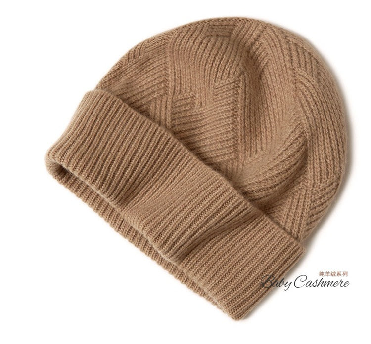 Consaini New 100 Pure Cashmere Hat All-match Middle-aged and Young European and American Knitted Hat Amazon Warm Ear Protection Hat