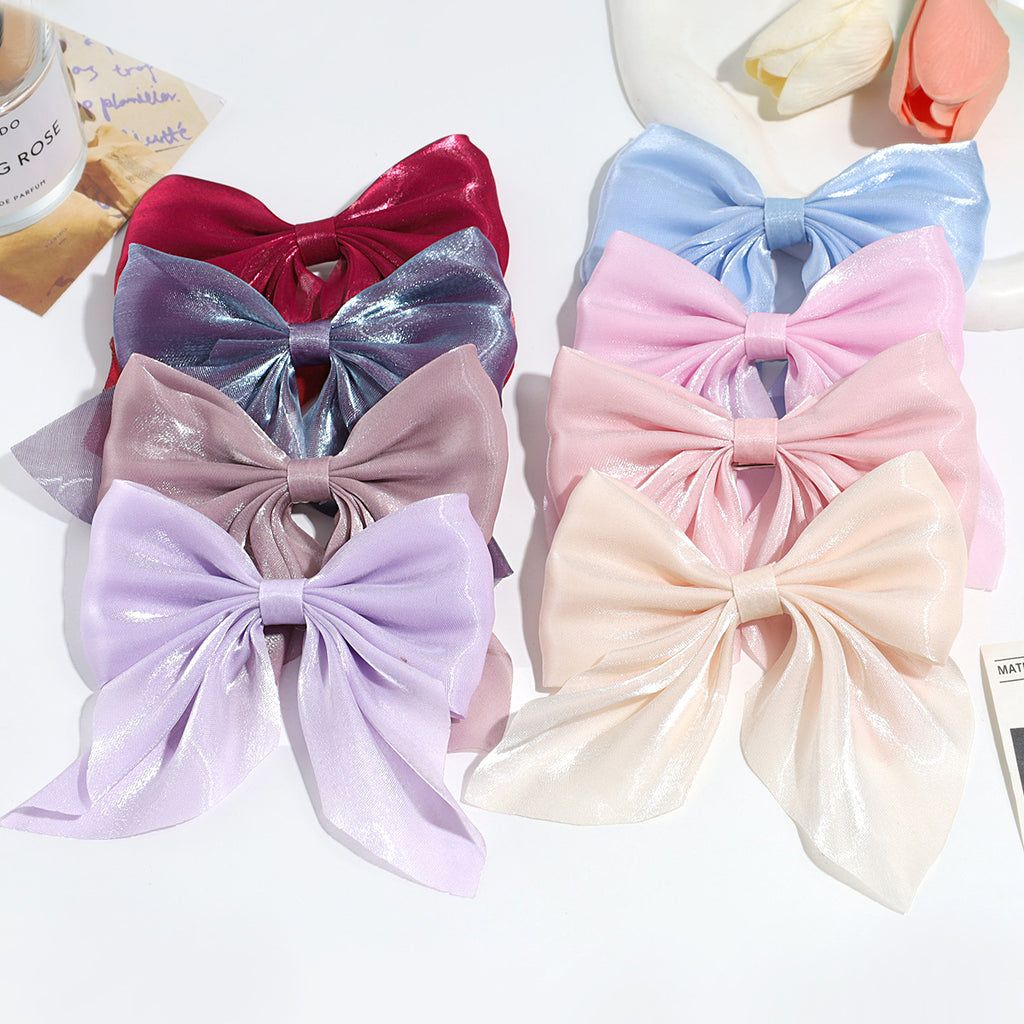 Japanese and Korean Style Elegant Sweet Mesh Bow Pointed Bouth Clip Pontail Decorative Hairpin Elegant Half-Tie Hairpin Hair Accessories