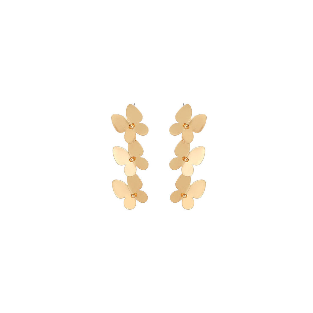 European and American light luxury high-end metal style simple personality earrings women's retro flower pearl hollow love earrings