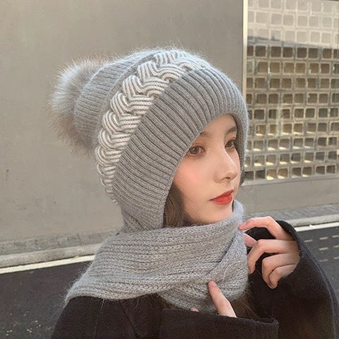 Hat Women's Autumn and Winter Velvet Scarf