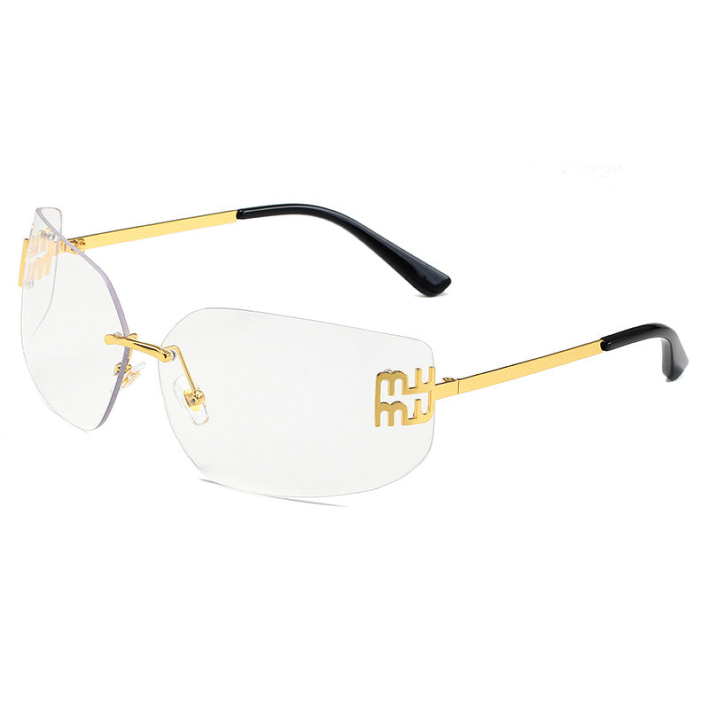European and American New Fashion Frameless Black Sunglasses