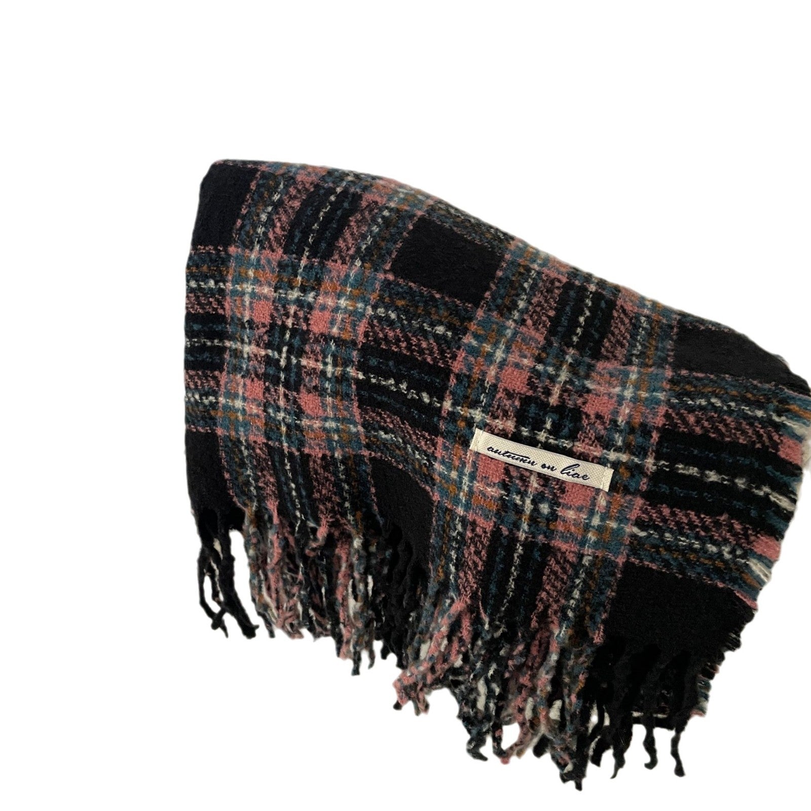 Happy Christmas Plaid Scarf Women's Winter High-end Cashmere Warm Neck Couple's JK Shawl
