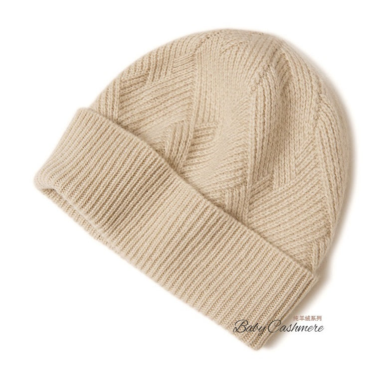 Consaini New 100 Pure Cashmere Hat All-match Middle-aged and Young European and American Knitted Hat Amazon Warm Ear Protection Hat