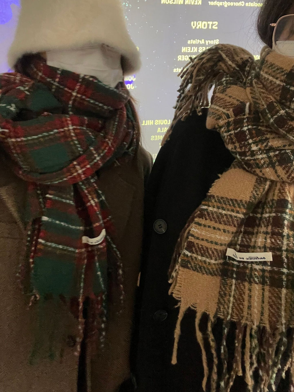Happy Christmas Plaid Scarf Women's Winter High-end Cashmere Warm Neck Couple's JK Shawl