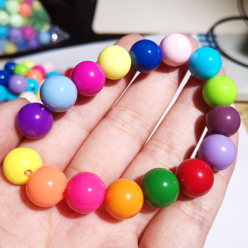 Solid color acrylic round beads handmade beaded diy accessories material Yiwu jewelry manufacturers wholesale candy color beads
