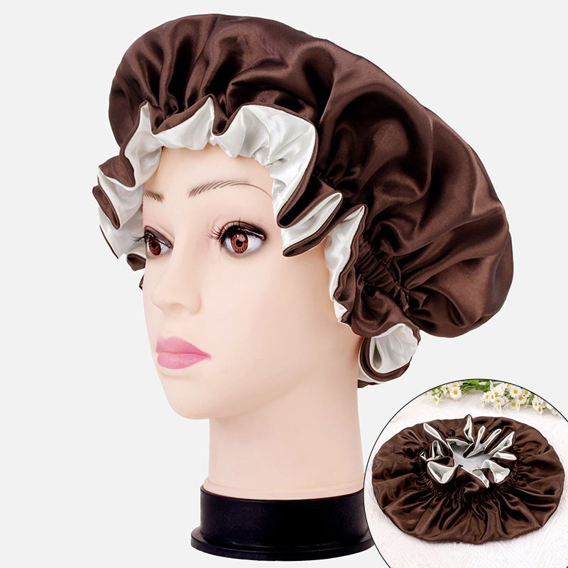 2026 New Style Hair Care Women's Postpartum Hat Satin Elastic Wide-Brimmed Double-Layer Warm Hat