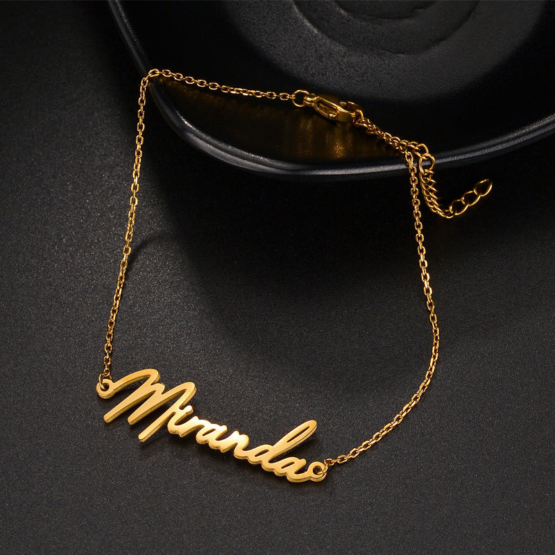 Factory direct cross-border explosions diy niche design necklace custom name stainless steel necklace clavicle chain