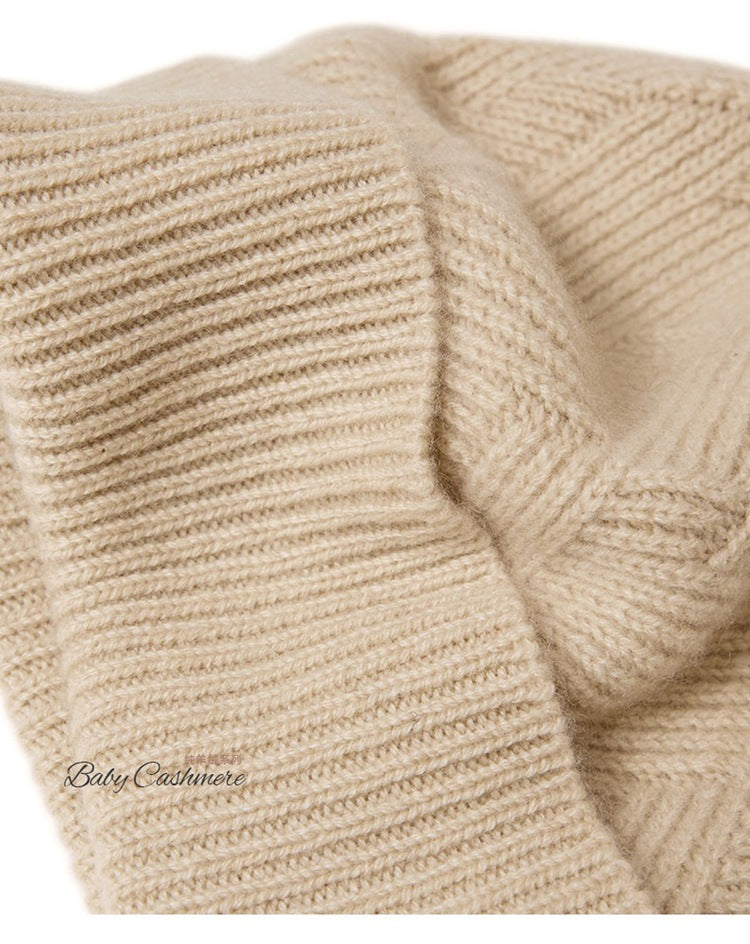 Consaini New 100 Pure Cashmere Hat All-match Middle-aged and Young European and American Knitted Hat Amazon Warm Ear Protection Hat