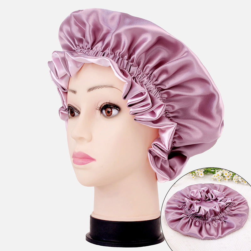 2026 New Style Hair Care Women's Postpartum Hat Satin Elastic Wide-Brimmed Double-Layer Warm Hat