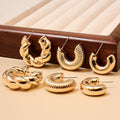 European and American fashion simple twist earrings ladies suit smooth light luxury design sense square face earrings jewelry wholesale