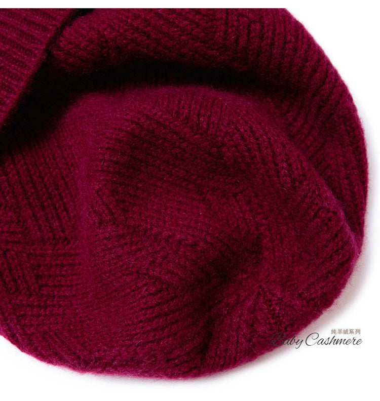 Consaini New 100 Pure Cashmere Hat All-match Middle-aged and Young European and American Knitted Hat Amazon Warm Ear Protection Hat